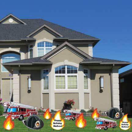 Custom Fireman Birthday Outdoor Lawn Decorations - 11 piece set