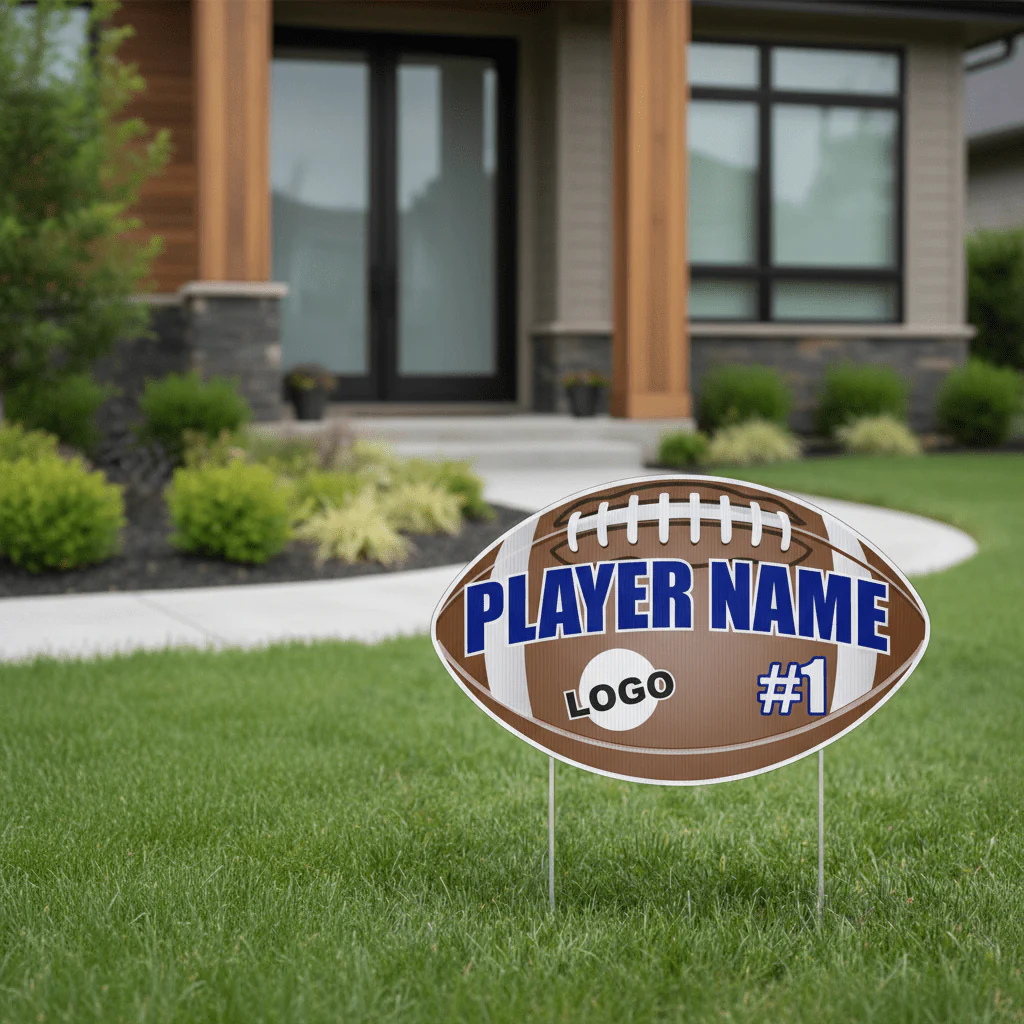Football Shaped Team & Player Fence & Yard Signs - Image 5