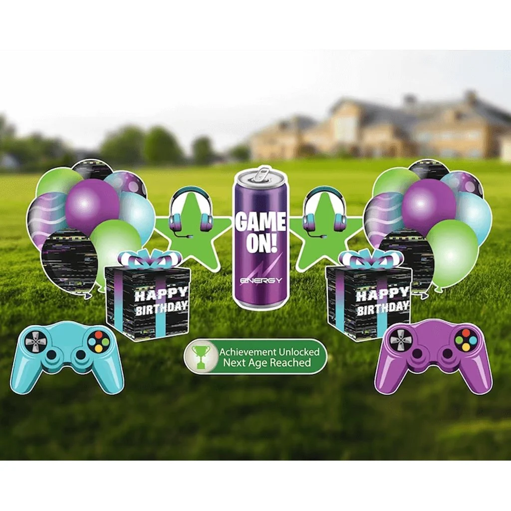 Gamer Birthday Yard Card - 9pcs