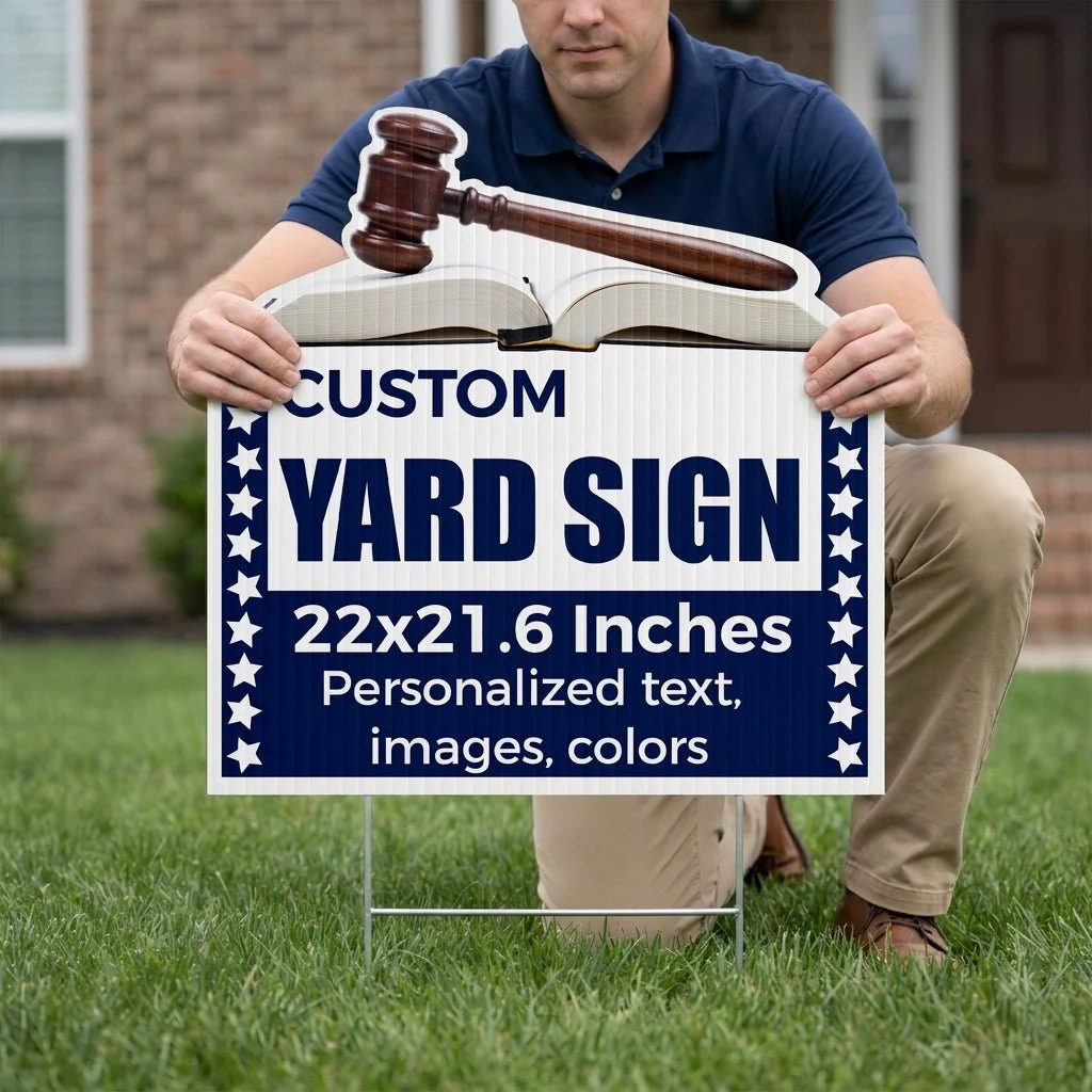 Custom 22" Gavel Shaped Yard Sign | Judge Yard Signs - Image 2