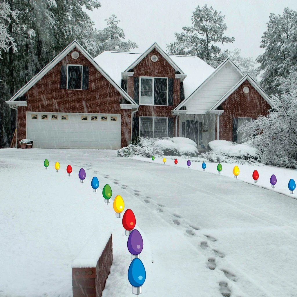 Giant Christmas Light Bulb Pathway Markers Yard Cards 20 piece set