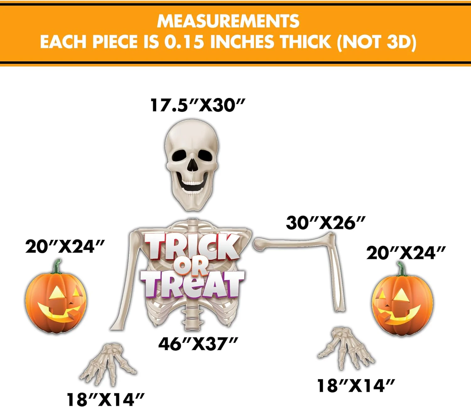 Giant Halloween Skeleton Yard Sign Set, 5 Feet Tall - Includes Stakes - Image 4