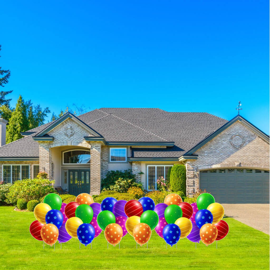 Giant Colorful Balloon Clusters Yard Card Back Fillers