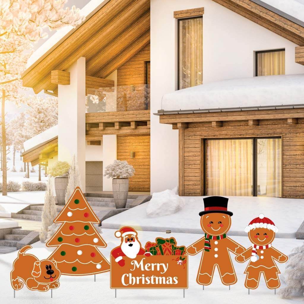 Gingerbread People Family Christmas Yard Decorations 5 piece set - Image 2