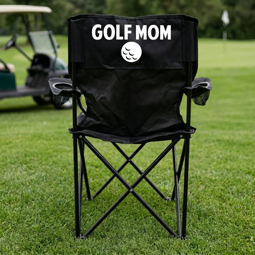 Golf Mom Black Folding Camping Chair - Image 5