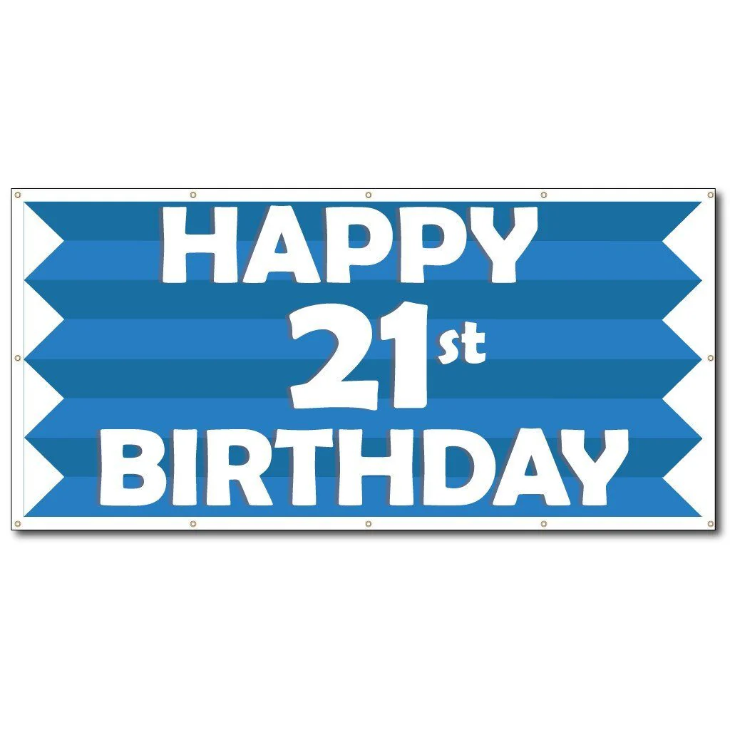 Happy Birthday Striped Vinyl Banner - Image 2
