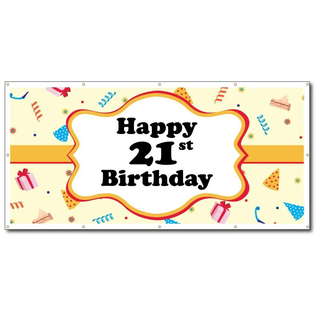 Happy Birthday Party Hats Vinyl Banner - Image 2