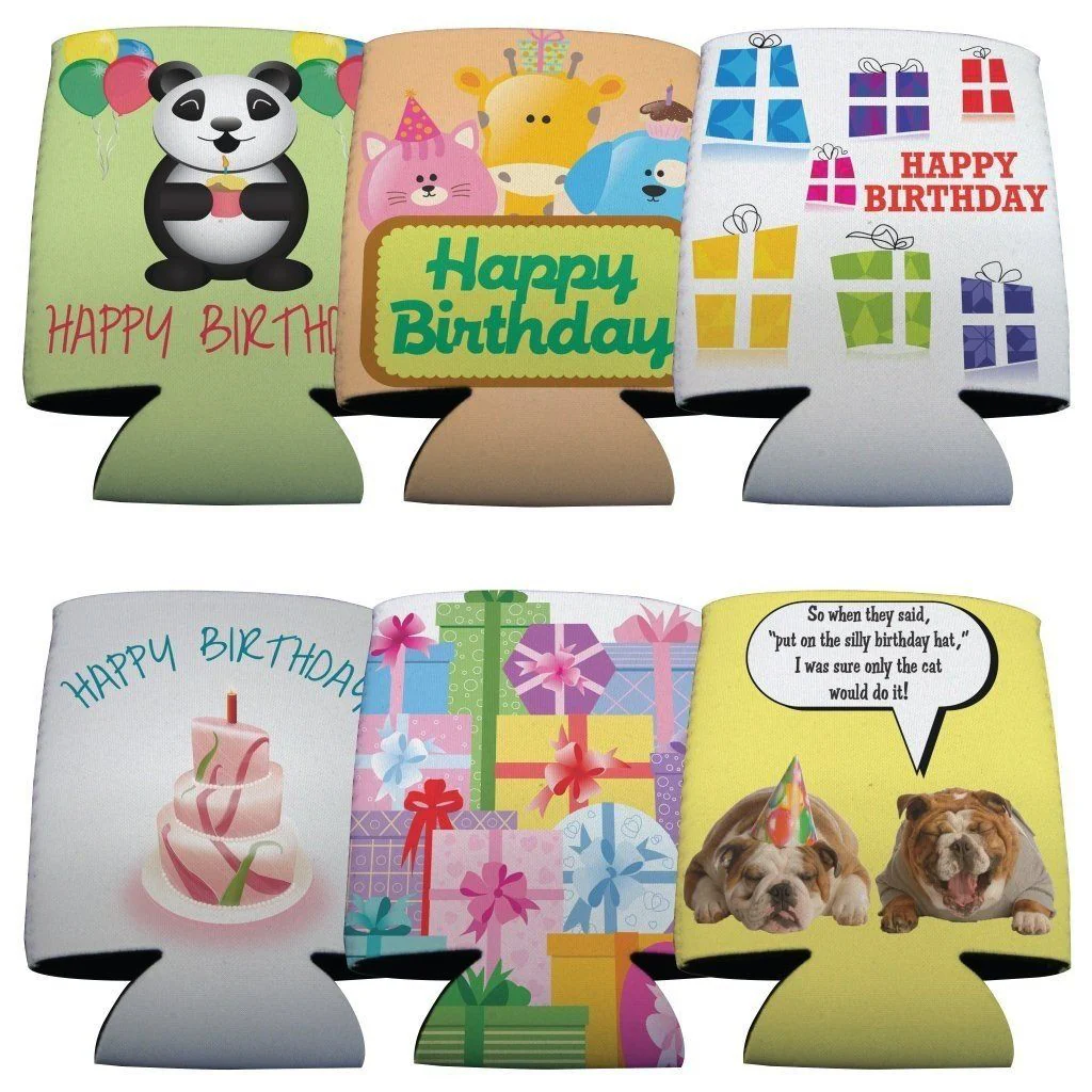 Happy Birthday Themed Can Cooler Set