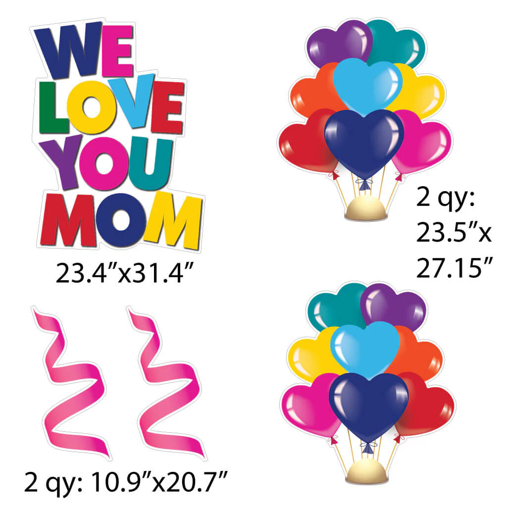 We Love You Mom Mother's Day with Hearts Yard Decoration 14 pc Set - Image 3