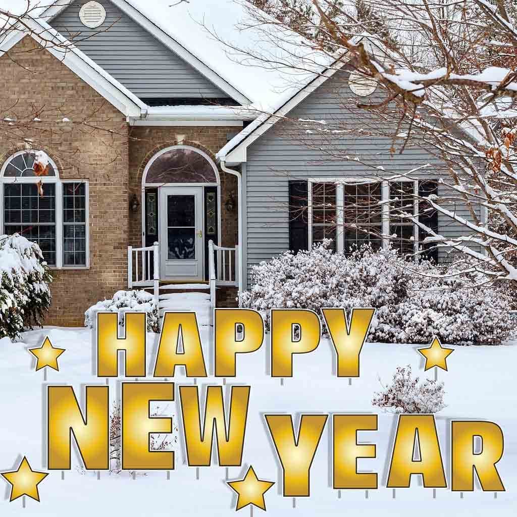 Happy New Year Letters Yard Card
