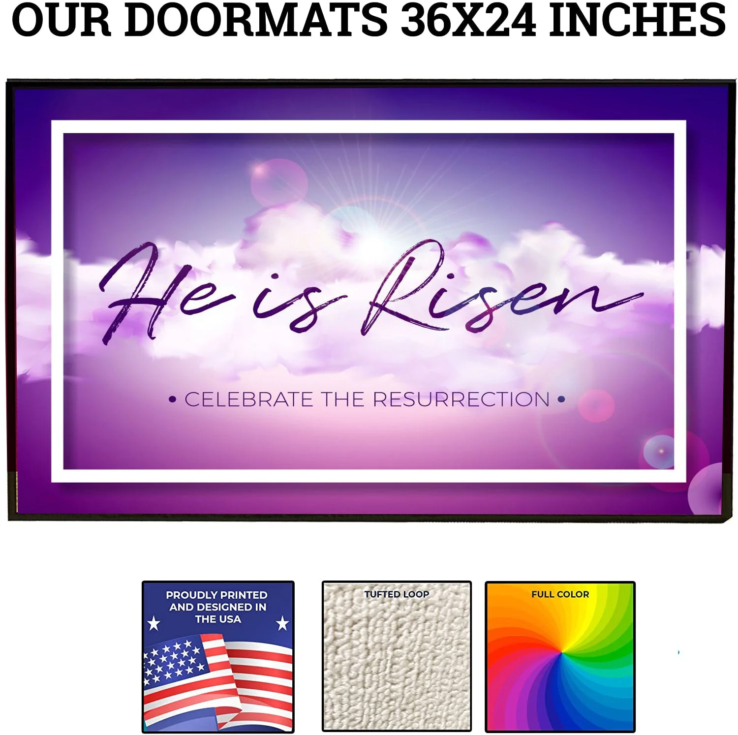 He is Risen Easter Doormat - Image 5