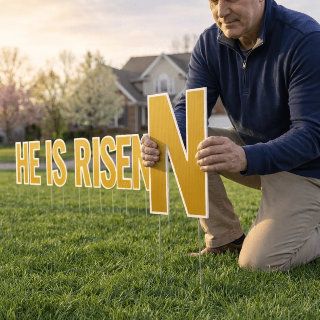 He Is Risen Religious Easter Yard Card Letters - Image 2