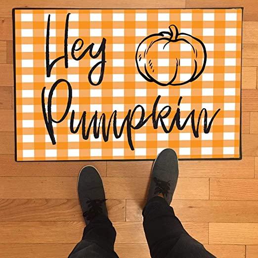 Plaid Hey Pumpkin Doormat - Image 3