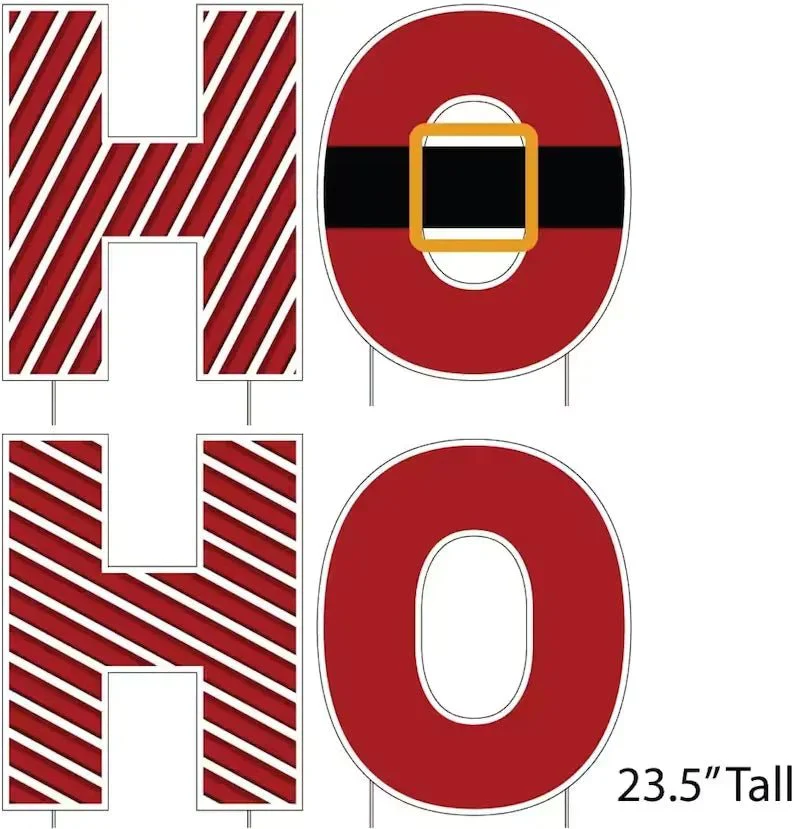 Ho Ho Red & White Yard Letters - 4pc Set - Image 2
