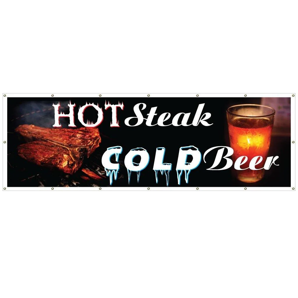 Hot Steaks, Cold Beer Vinyl Banner - Image 2