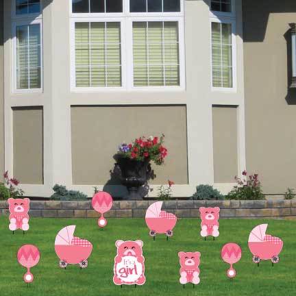 It's A Girl Teddy Bear Yard Cards 10 piece set