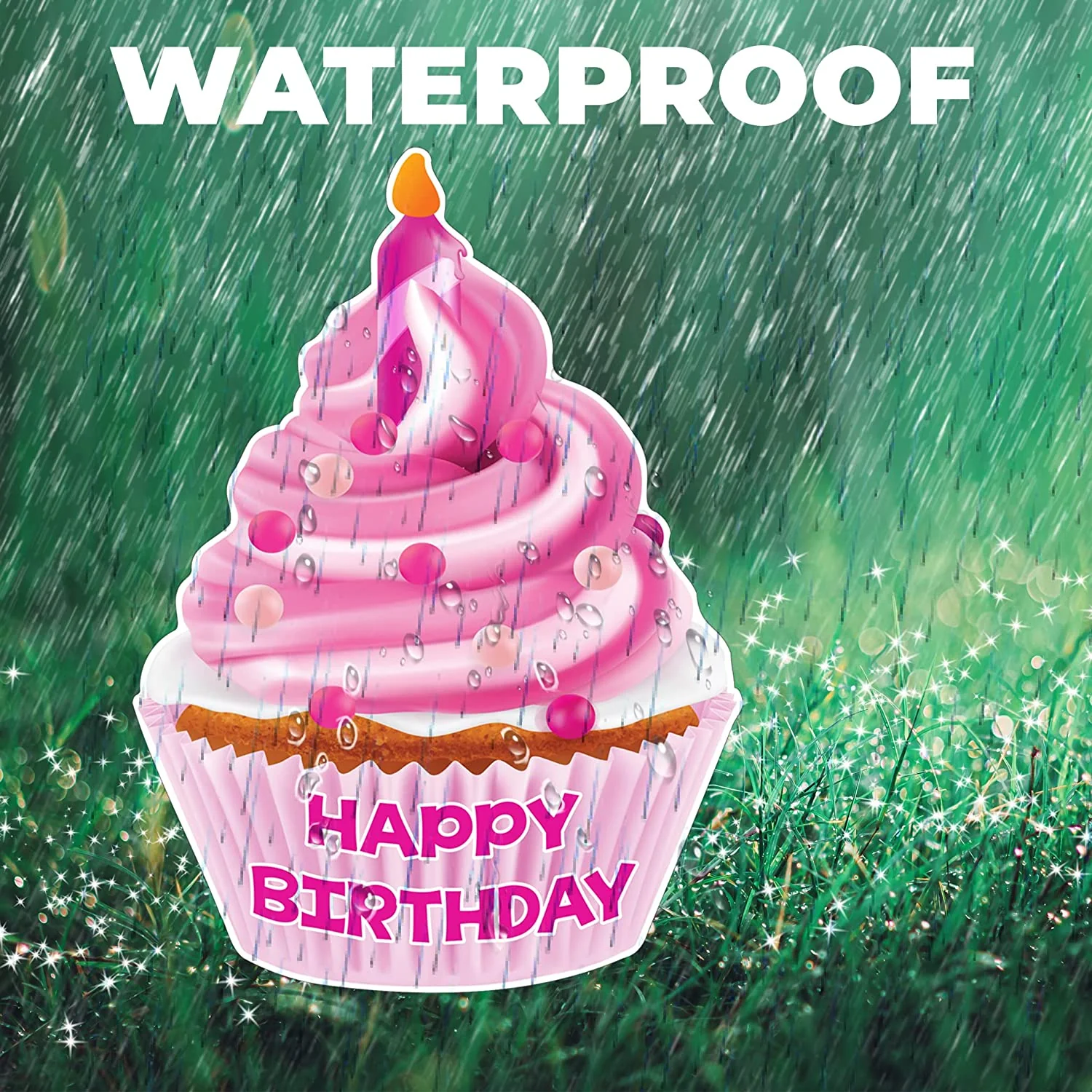 Jumbo Happy Birthday Cupcake Yard Sign Set of 2 - Image 3
