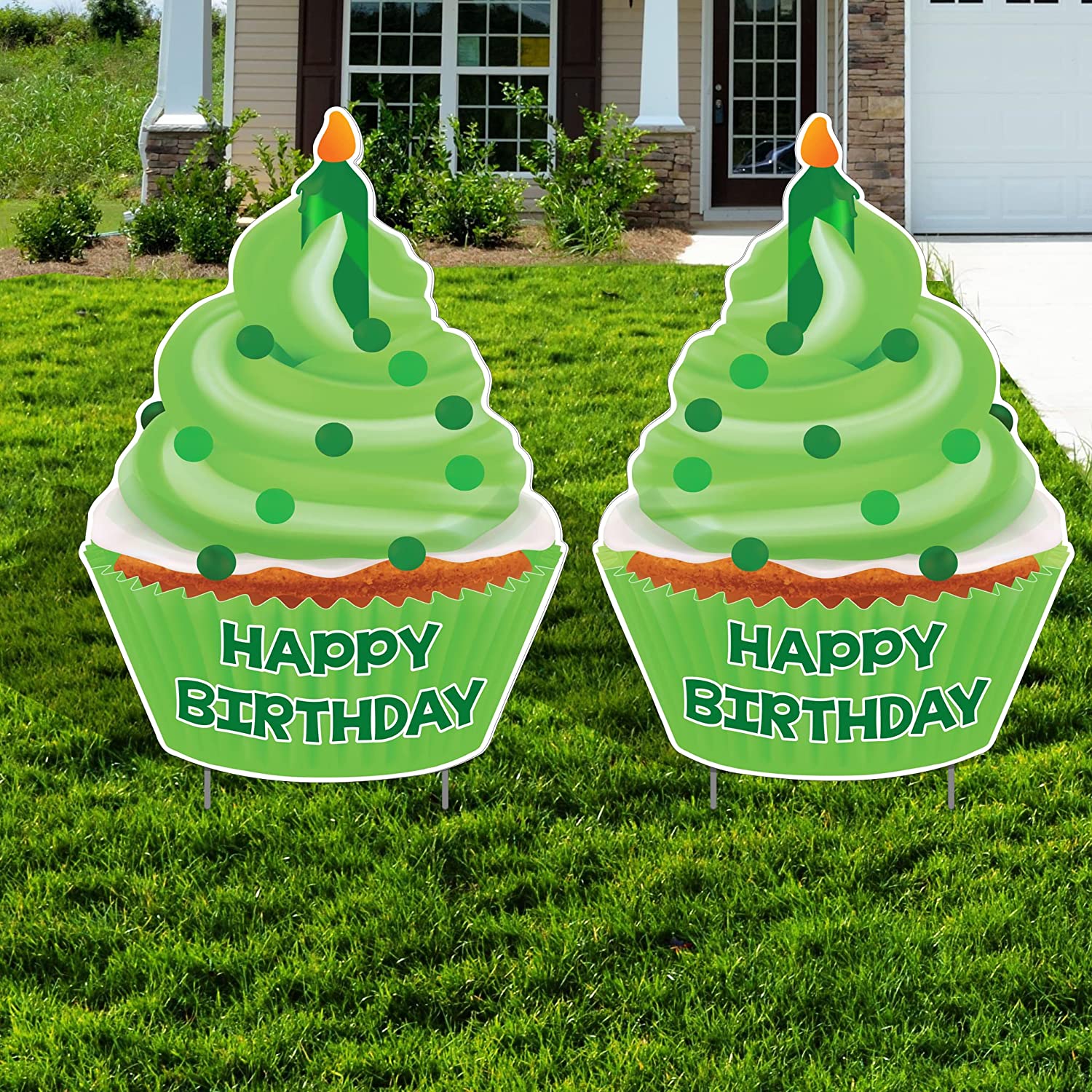 Jumbo Happy Birthday Cupcake Yard Sign Set of 2 - Image 6
