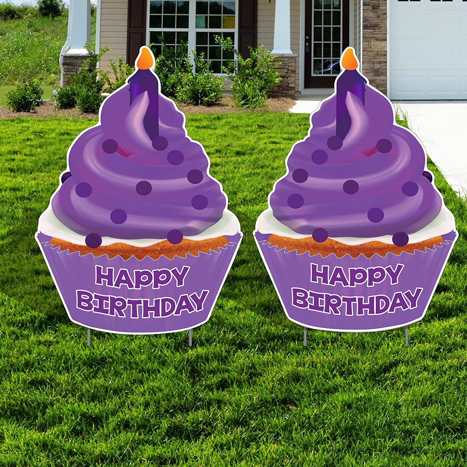 Jumbo Happy Birthday Cupcake Yard Sign Set of 2 - Image 8
