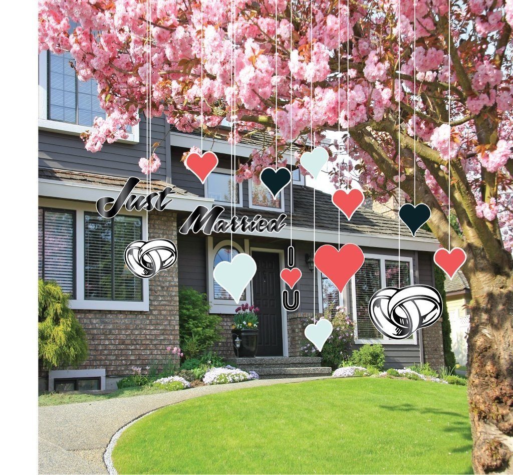 Hanging Just Married Hearts Wedding Decorations