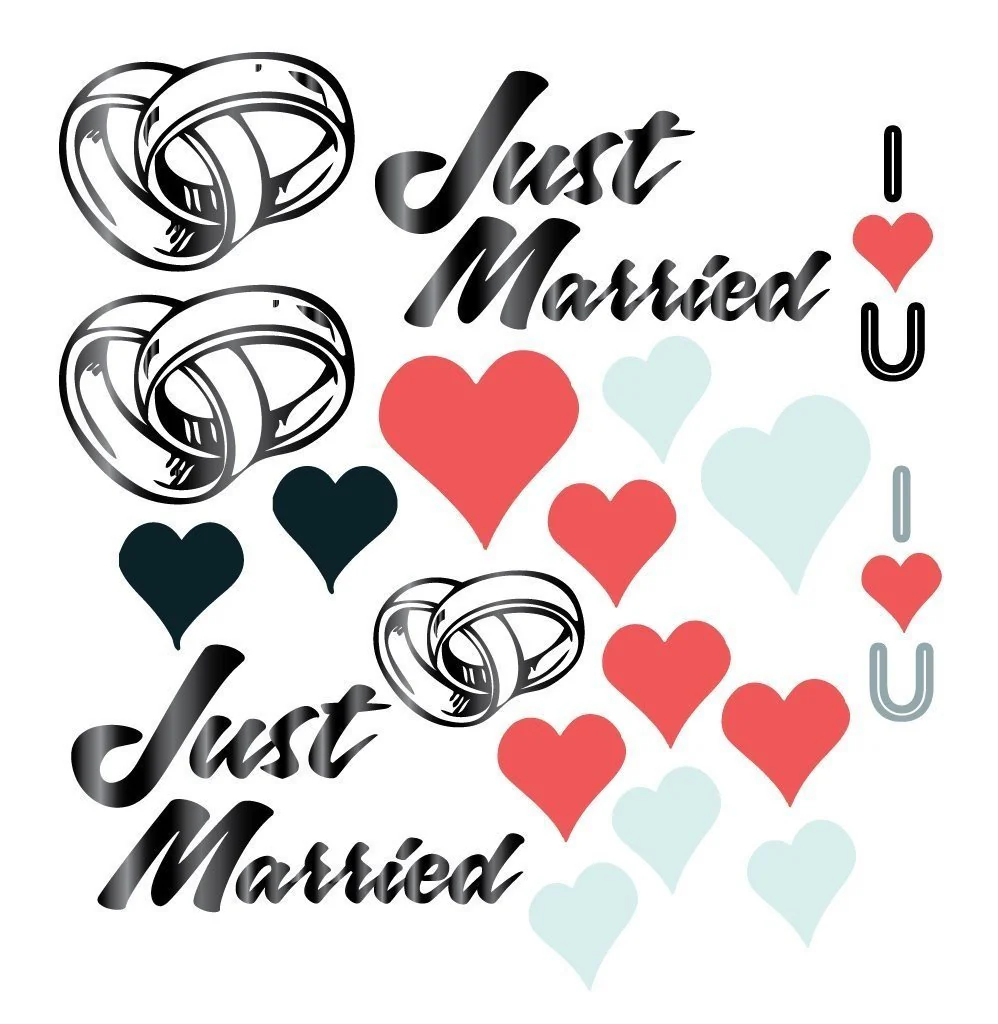 Hanging Just Married Hearts Wedding Decorations - Image 2