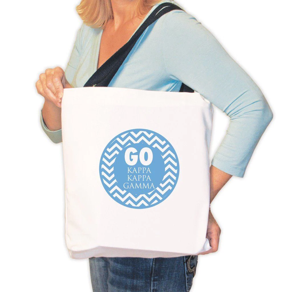Kappa Kappa Gamma Canvas Tote Bag - Chevron Stripes