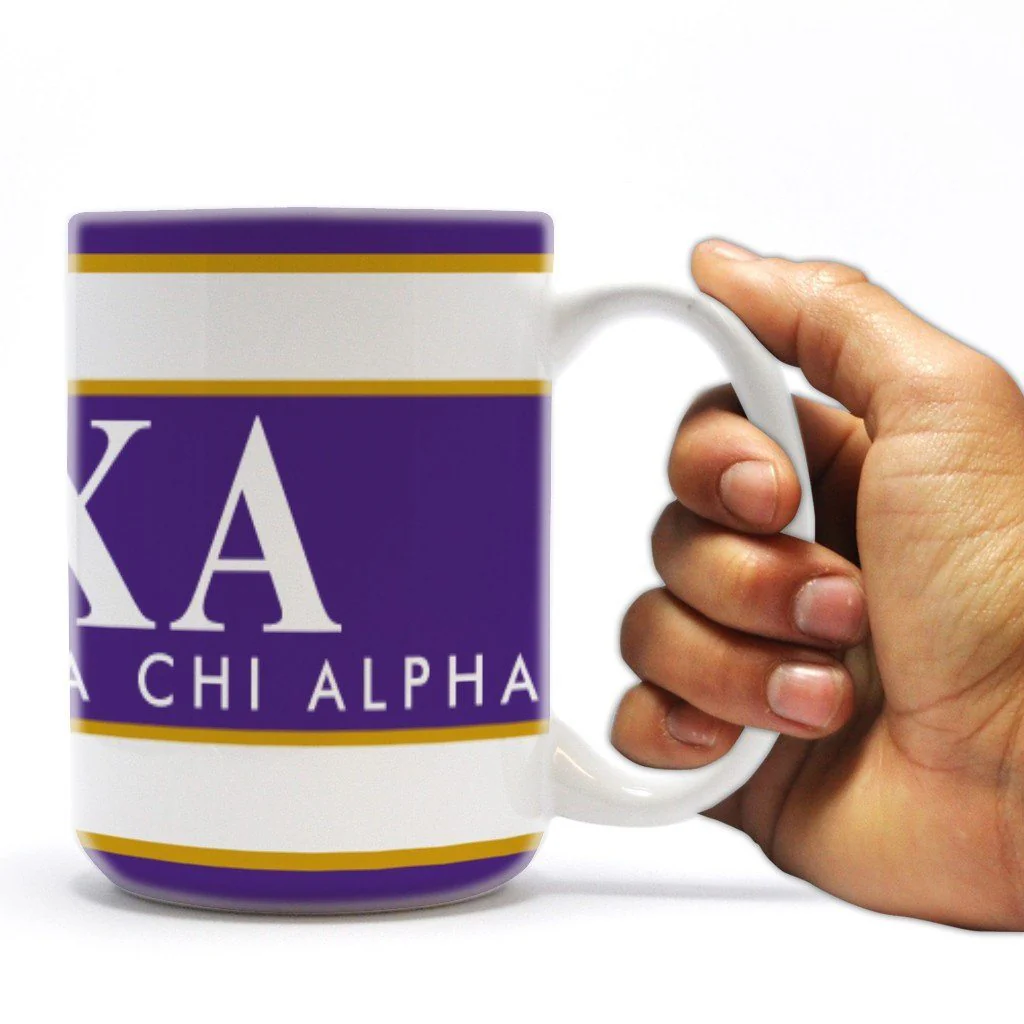 Lambda Chi Alpha 15oz Badge with Stripes Coffee Mug - Image 2