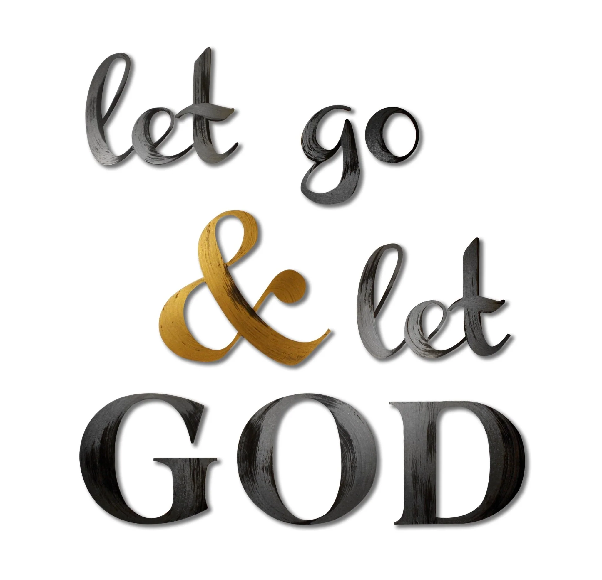 let go & let GOD Hand Painted Wall Quote - Image 2