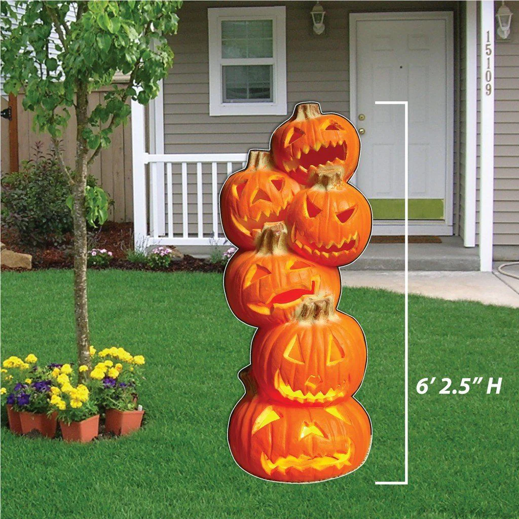 Life Size 6' Stacked Jack-O'-Lanterns Halloween Yard Card