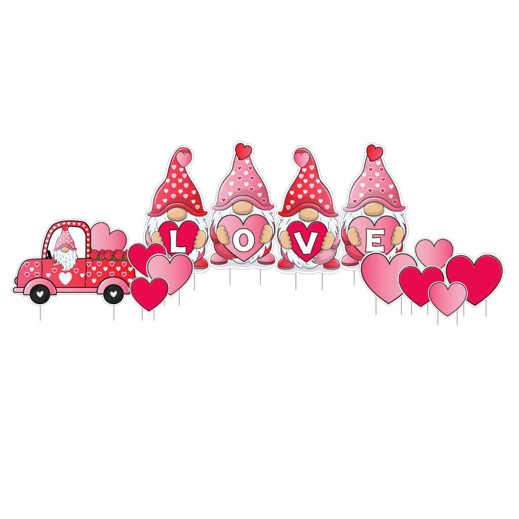 LOVE Gnomes Valentine's Day Yard Decoration 13 pc Set - Image 3