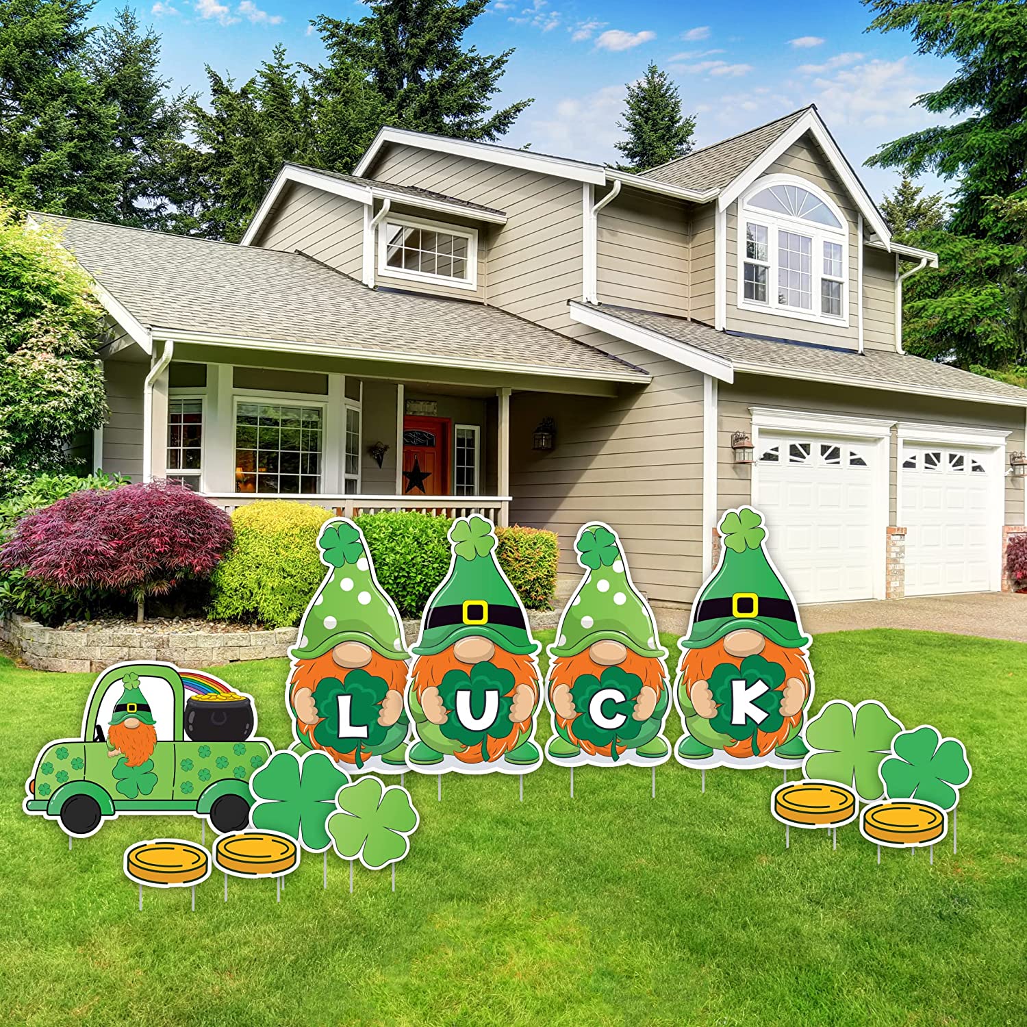 LUCK Gnomes St. Patrick's Day Yard Decoration 13 pc Set