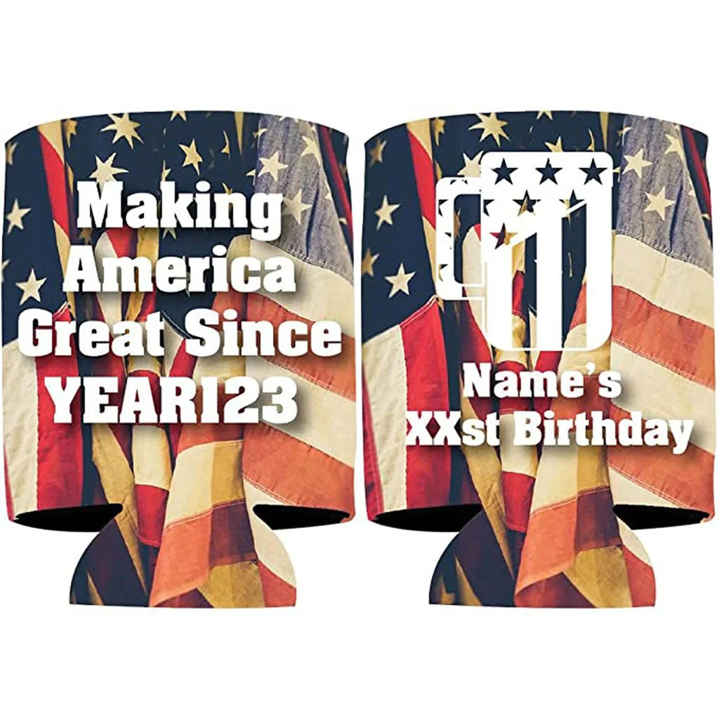 Making America Great Since... Can Cooler - Custom Name & Age - Image 4