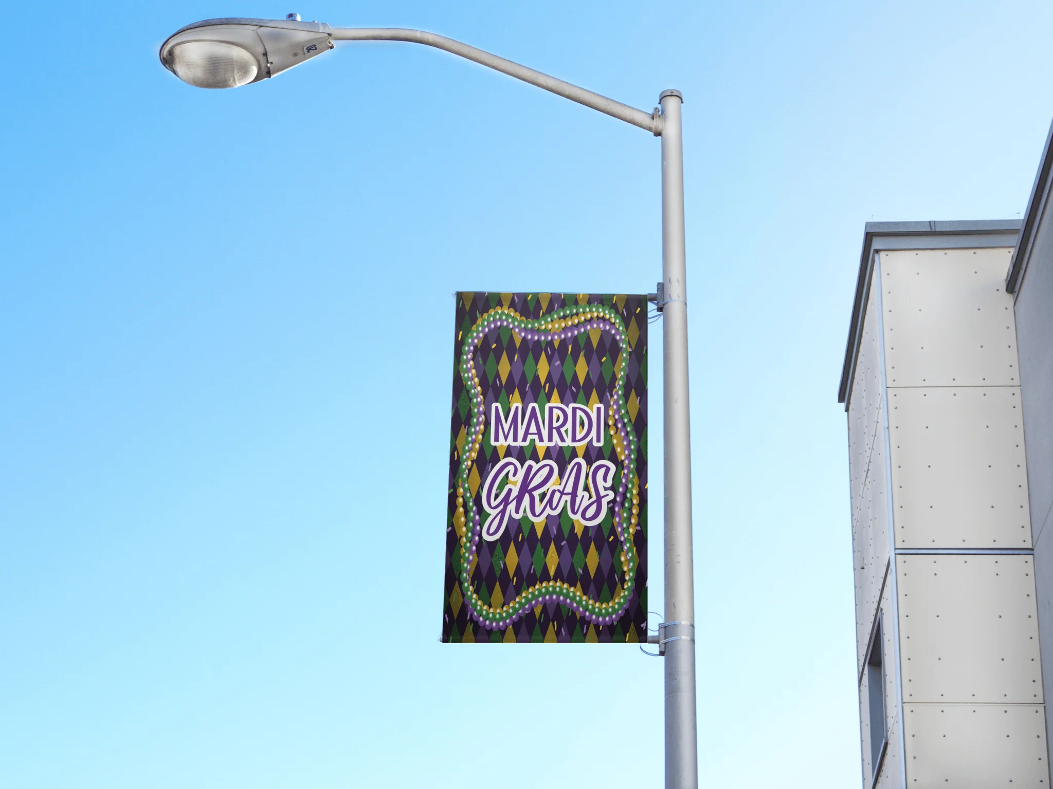 18"x36" Mardi Gras Pole Banner, Beads - Image 3