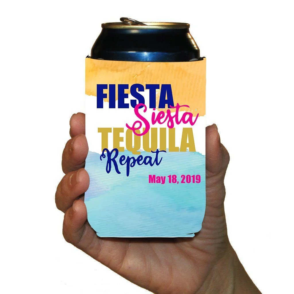 Custom Fiesta Siesta Tequila Repeat Bachelorette Can Cooler Set - Image 4