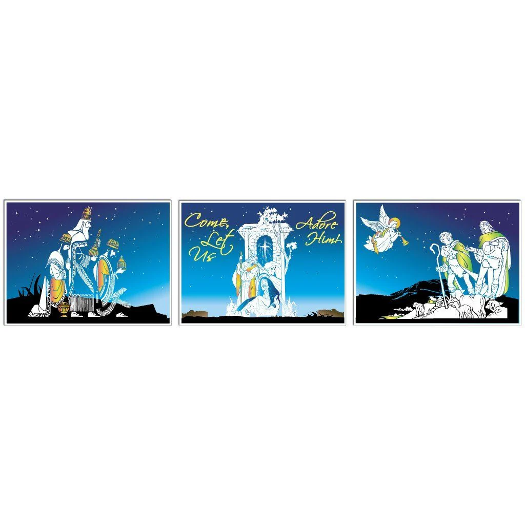 Nativity Christmas Yard Sign Display #4 - 3 Pieces | 9 EZ Stakes Included - Image 2