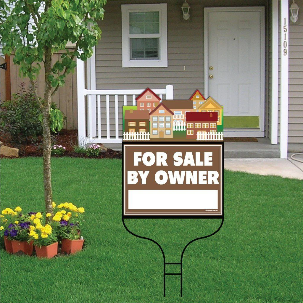 Neighborhood Shaped FSBO Yard Sign with F11 Frame and Screws