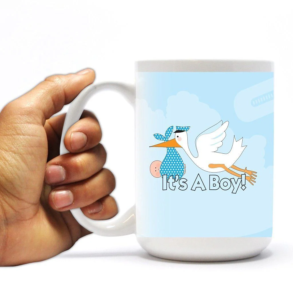 It's a Boy Stork 15 Oz Coffee Mug