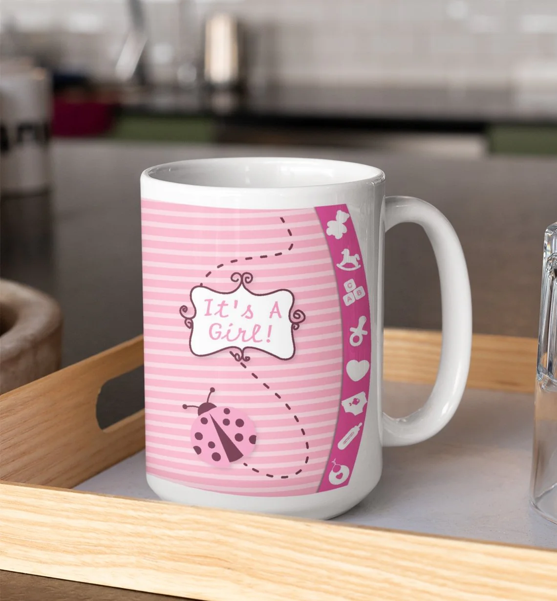 It's a Girl Pink Ladybug 15 Oz Coffee Mug - Image 2