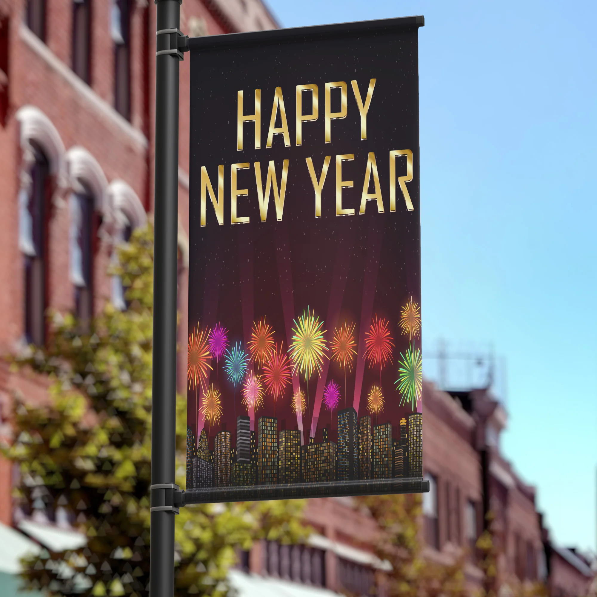 Happy New Year Pole Banner