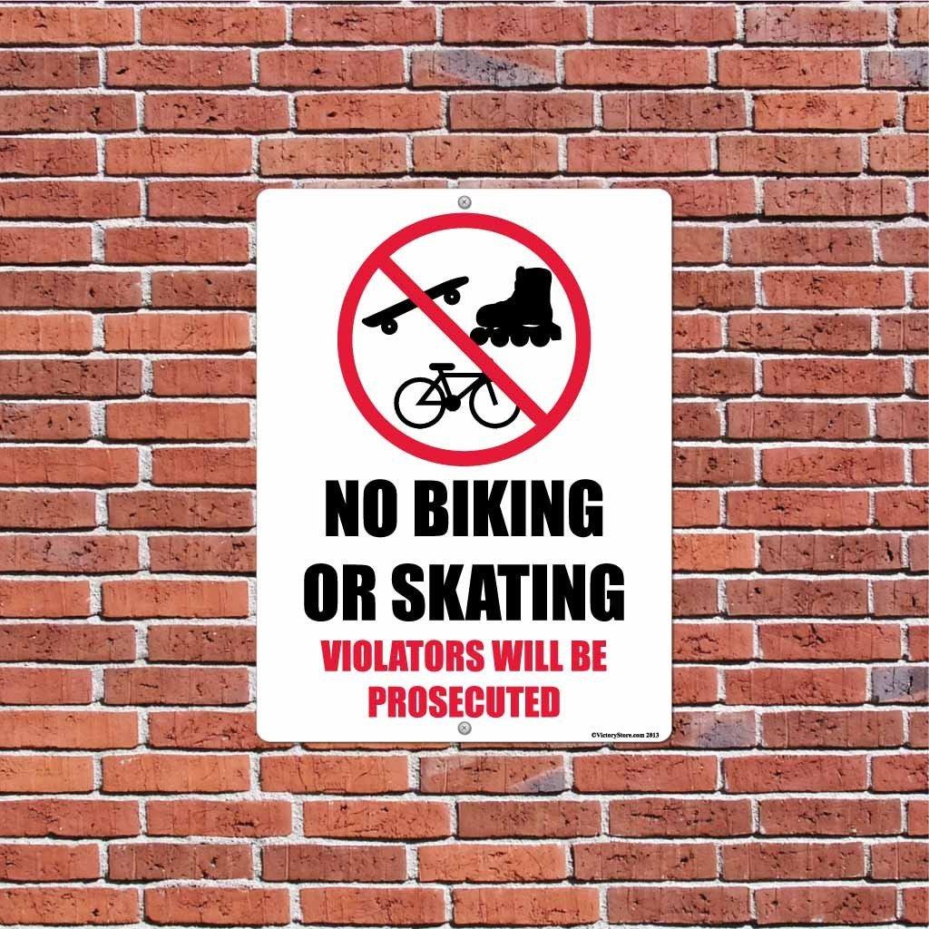 No Biking or Skating Sign or Sticker