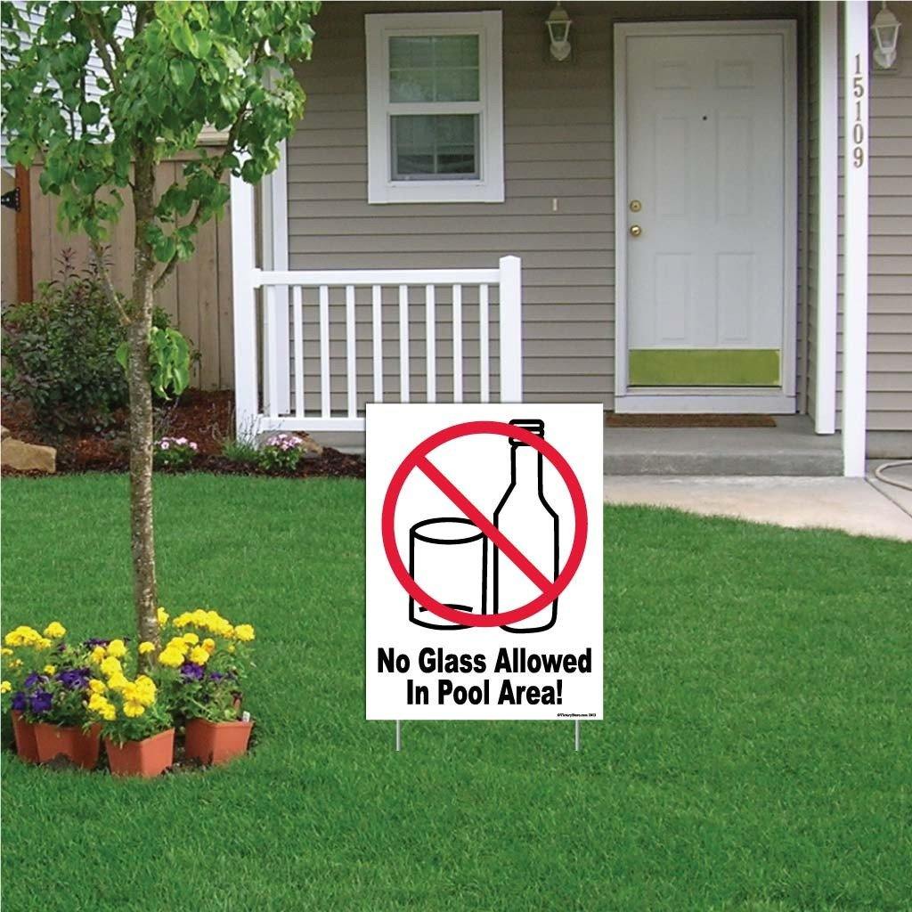 No Glass Allowed in Pool Area Sign or Sticker - Image 3