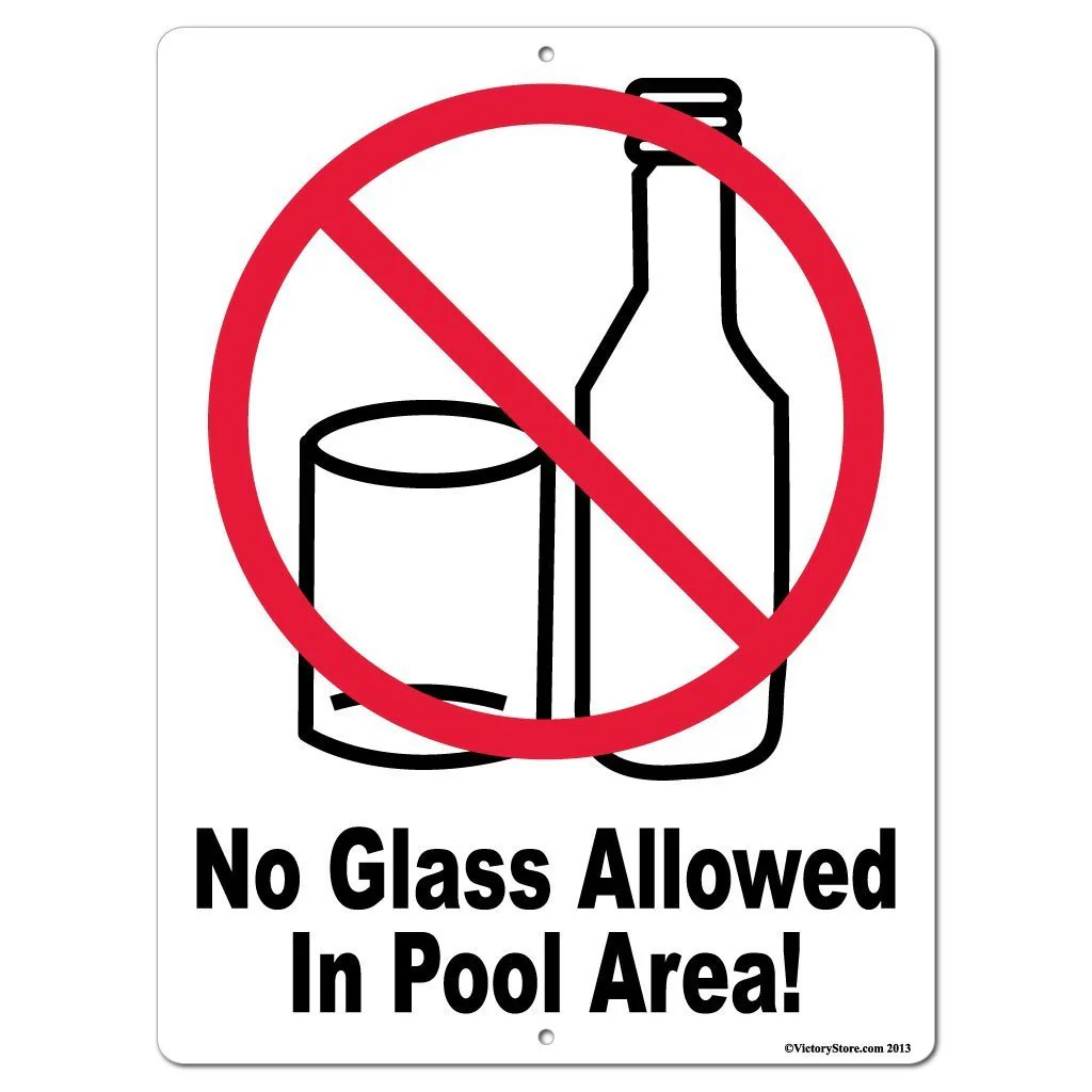 No Glass Allowed in Pool Area Sign or Sticker - Image 4