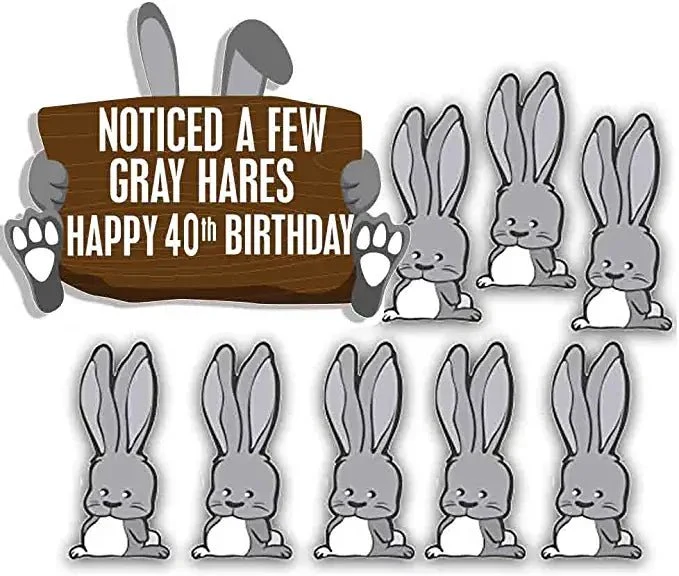 Noticed A Few Gray Hares Happy 40th Birthday Birthday Yard Cards, 9 pc Set - Image 2