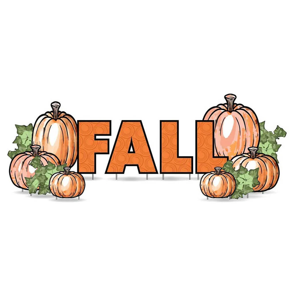 Orange Fall Yard Letters & Pumpkins Yard Card - 14pc Set - Image 3
