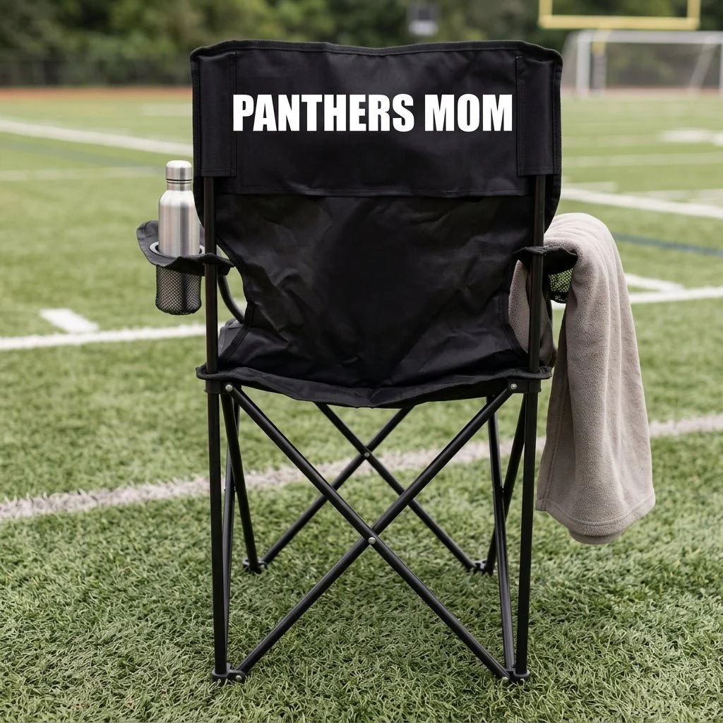 Panthers Mom Black Folding Camping Chair - Image 2