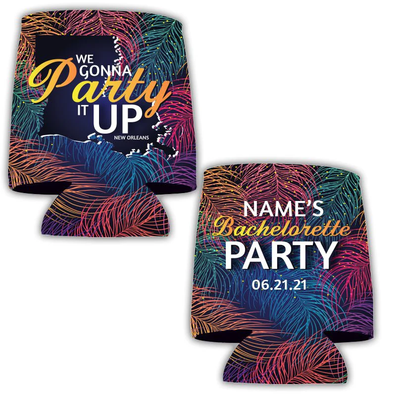 Party It Up New Orleans Bachelorette Party Custom Can Coolers Pack - Image 2