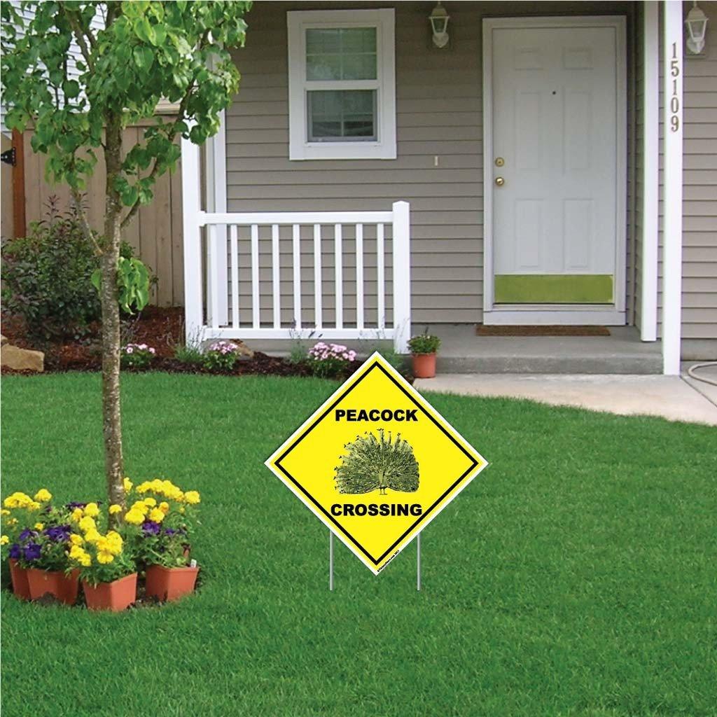 Peacock Crossing Sign or Sticker