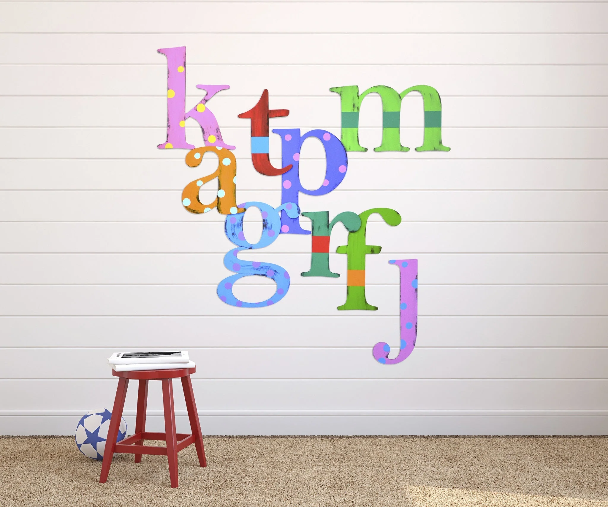 Polka Dot & Stripe Custom Name Wall Decor - Image 3