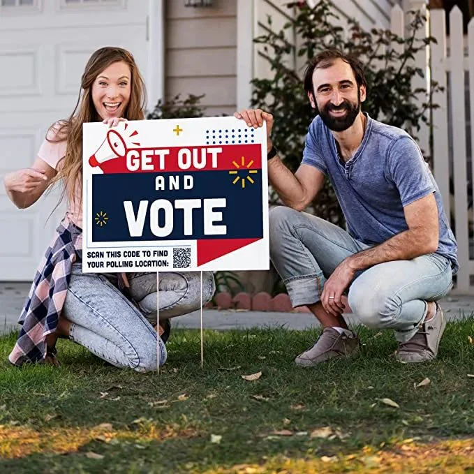 Get Out and Vote with Polling Location QR Code | 18" x 24" | 4 pack - Image 2
