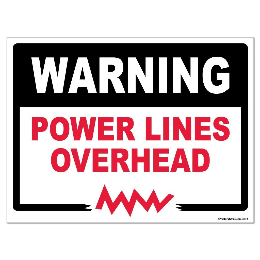 Power Lines Overhead Warning Sign or Sticker - Image 2